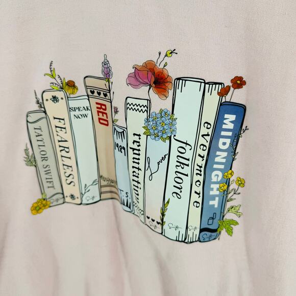 Taylor Swift Book Spine Album Graphic Sweatshirt Pink Gildan Heavy Blend L - Picture 4 of 5